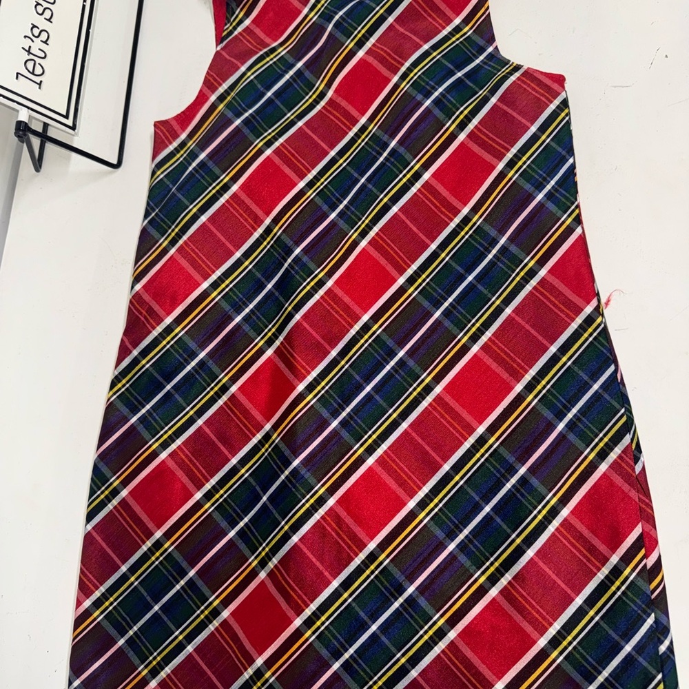 Crown and Ivy Red Plaid Sleeveless Dress Christmas satin